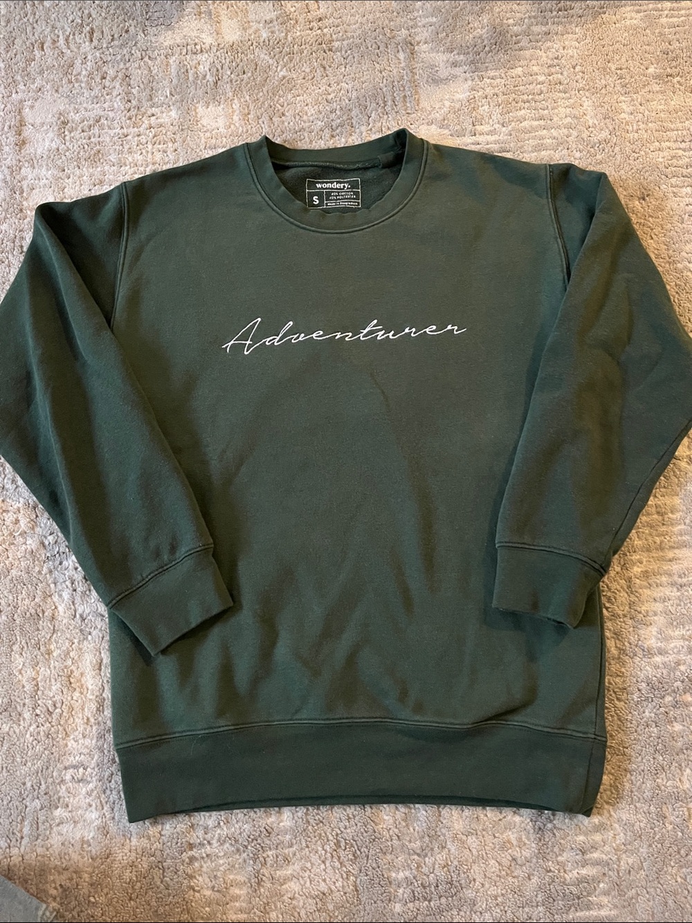 Wonderly Crewneck Sweatshirt in Deep Green with "Adventurer" Script